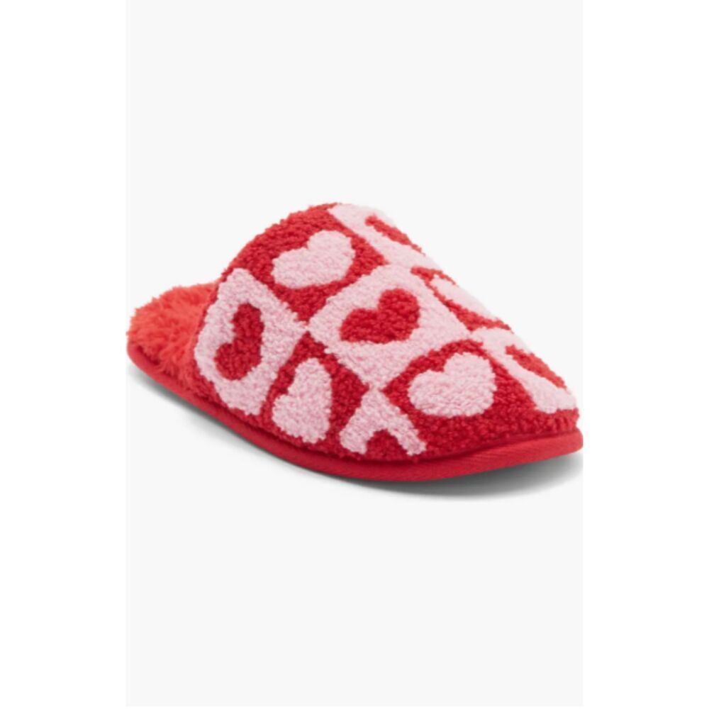 Honeydew Womens Slippers Medium Heart Checkerboard Scuff Cozy House Shoes
